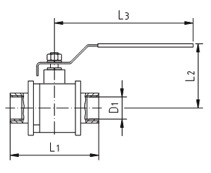 Кран шаровой AISI 304/316L резьба/резьба из двух частей схема